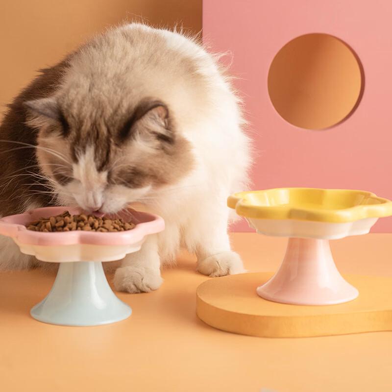 Creative Flower Ceramic Anti-Tip Cat Bowl