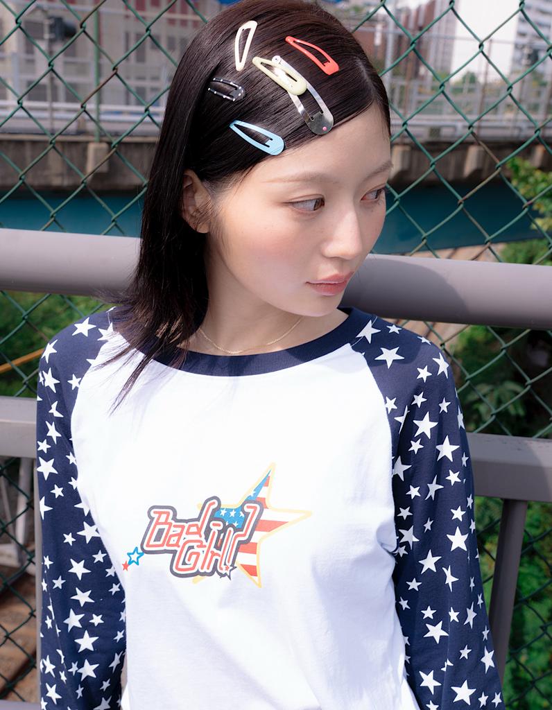Jwijwiyu Bad Girl Star Raglan Long Sleeve