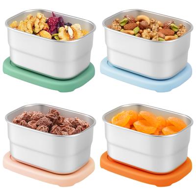 3/4Pcs Stainless Steel Snack Containers for Kids Easy Open Leak Proof Mini Food Containers Lunch Box for Daycare School Office