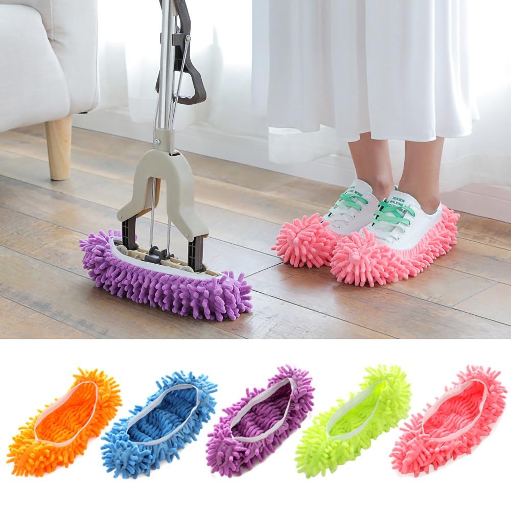 5 pairs Machine Washable Floor Cleaning Tools Microfiber Sweeping Slippers Mop Shoe Covers Home