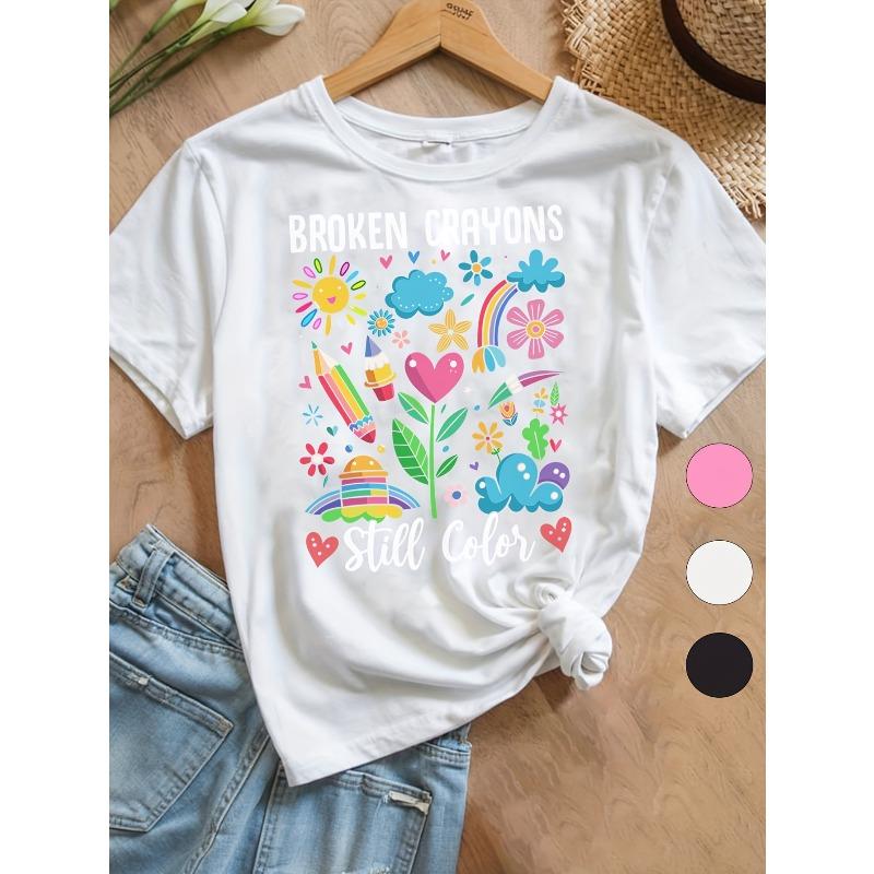 European Size Boy and Girl Fashion Short Sleeved Shirts with Letter Prints Breathable and Soft Comfortable Round Neck