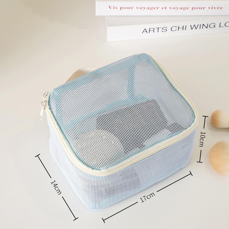 1 3Pcs Makeup Bag Mesh Handbag Portable Cosmetic Organizer Zipper Storage Pouch for Travel Purse and Lipstick