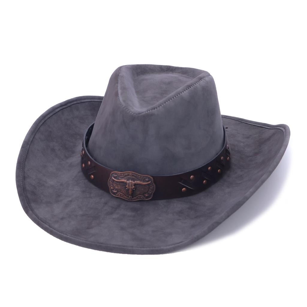 Gentleman Ladies Hat Ethnic Top Hat Retro Bull Head Western Cowboy Hat Big Brim Jazz Hat