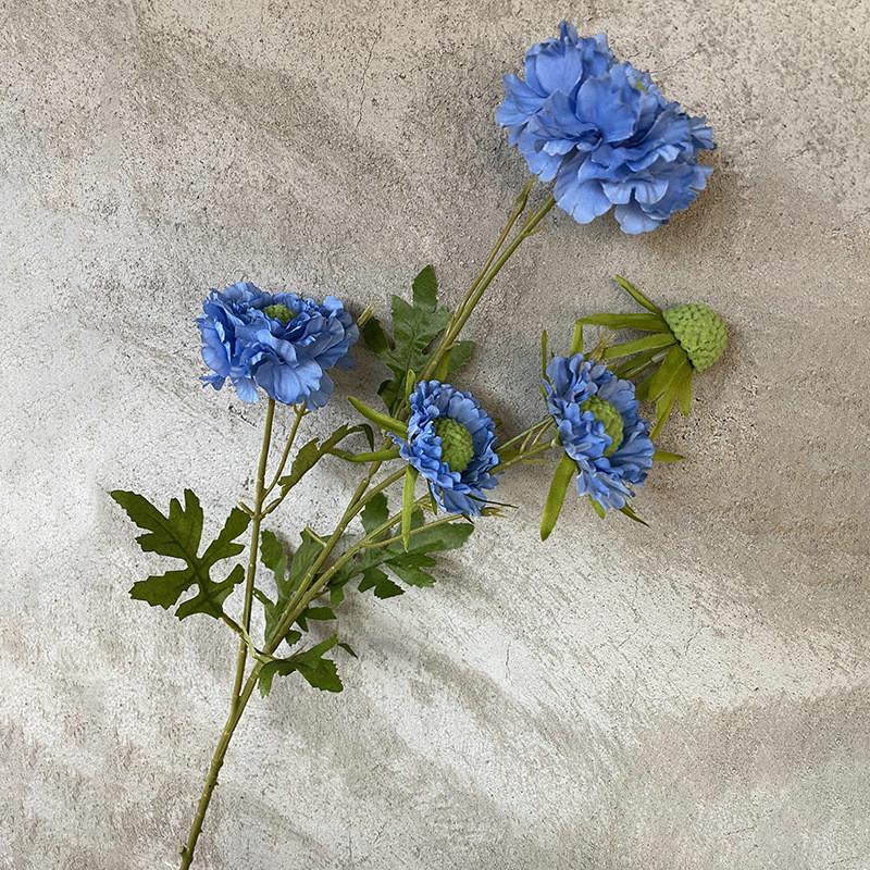 Sweet Scabious Artificial Flower Vase Arrangement For Wedding Decor And Indoor Use