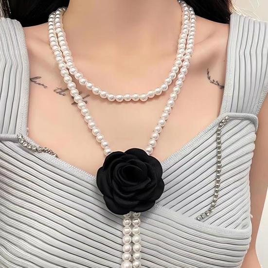 Women Waist Chain Camellia Decor Faux Pearl Single Layer Adjustable Size Waist Belt Various Outfit Accessories