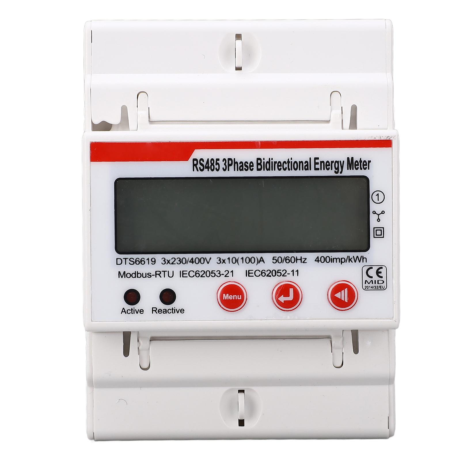 

DIN Rail Power Meter 3 Phase 4 Wires Multifunctional LCD Display Voltmeter Ammeter Frequency Power