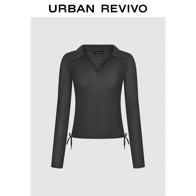 

Женский вязаный топ-поло UR приталенного силуэта на шнуровке L