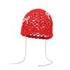 Hollow bow pearl fringed bag head hat women's retro fashion versatile face small knitted pile hat