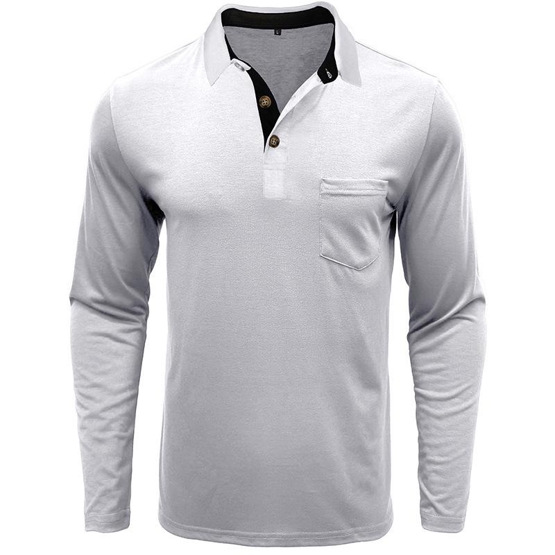 Men's European & American Long Sleeve Polo Shirt - Turn-Down Collar, Autumn/Winter Base Layer