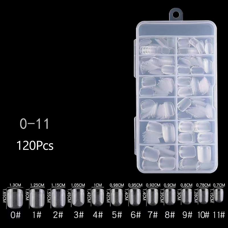 Soft Gel False Nail Tips 120/240/504/600Pcs Semi-matte Finish Square Almond French Coffin Full Cover Extensions Fingertip Set