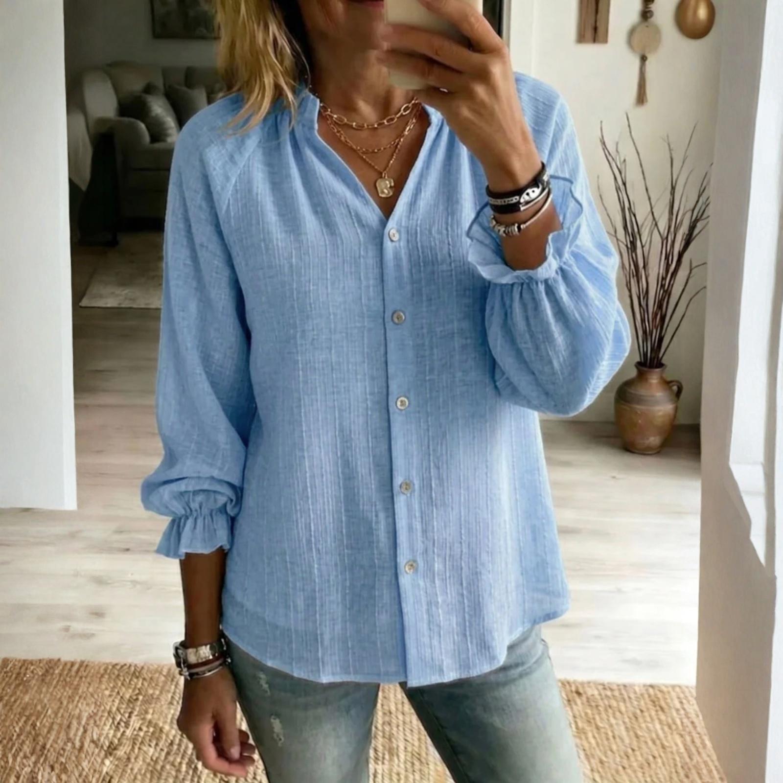 

Ladies Linen Shirt Button Down Long Sleeve Blouse Relaxed Fit Women Tops Suitable for Ladies Tops Size 14 and Women s Summer Tops XXXL