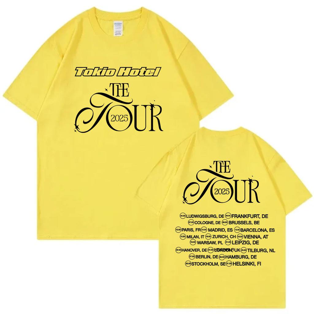 Turné Tokio Hotel 2025 Tričko s oboustranným potiskem Punk Rock Hip Hop Tričko s krátkým rukávem Muži Ženy 100% bavlna Oversized trička