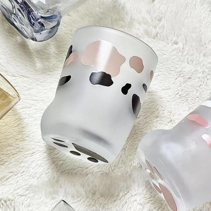 Cat's Claw Cup Cute Glass Couple Creative Cat's Foot Cup Household Water Cup Ins Casual Breakfast Glass Cup