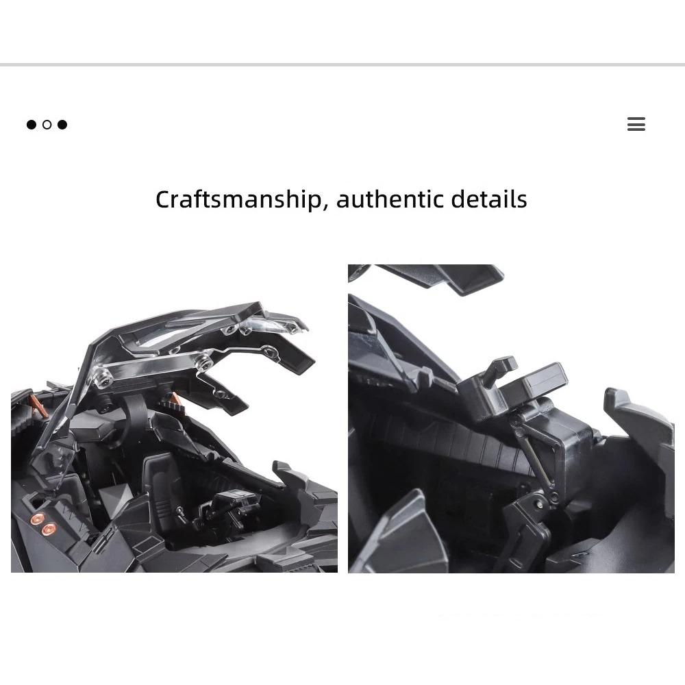 1/18 Classic Movie Car 2008 Bat-mobile Alloy Bat Sports Car Model Diecast Metal Race Combat Vehicles Model Sound Light Kids Gifts