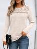 Casual Pullover Ribbed Loose Hollow-out Long-sleeved T-shirt Top