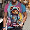 Fashion Men's T-Shirt 3D Cool Bear Print Short Sleeve T-Shirt Hip Hop Street Style Top Summer Men's Loose Outdoor Casual Clothes