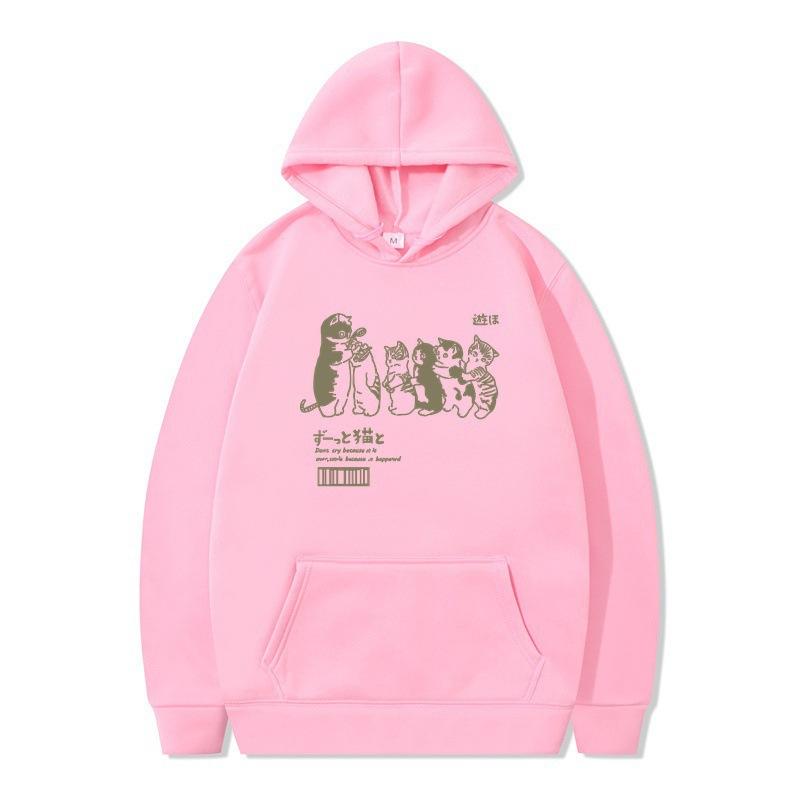 Autumn and Winter Hip Hop Cat Shower Street Printed Sweater Men