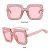 Cool Square Crystal Oversized Sunglasses Big Frame Sparkling Diamond Sun Glasses UV400 Protection Eyewear Party/Beach/Streetwear