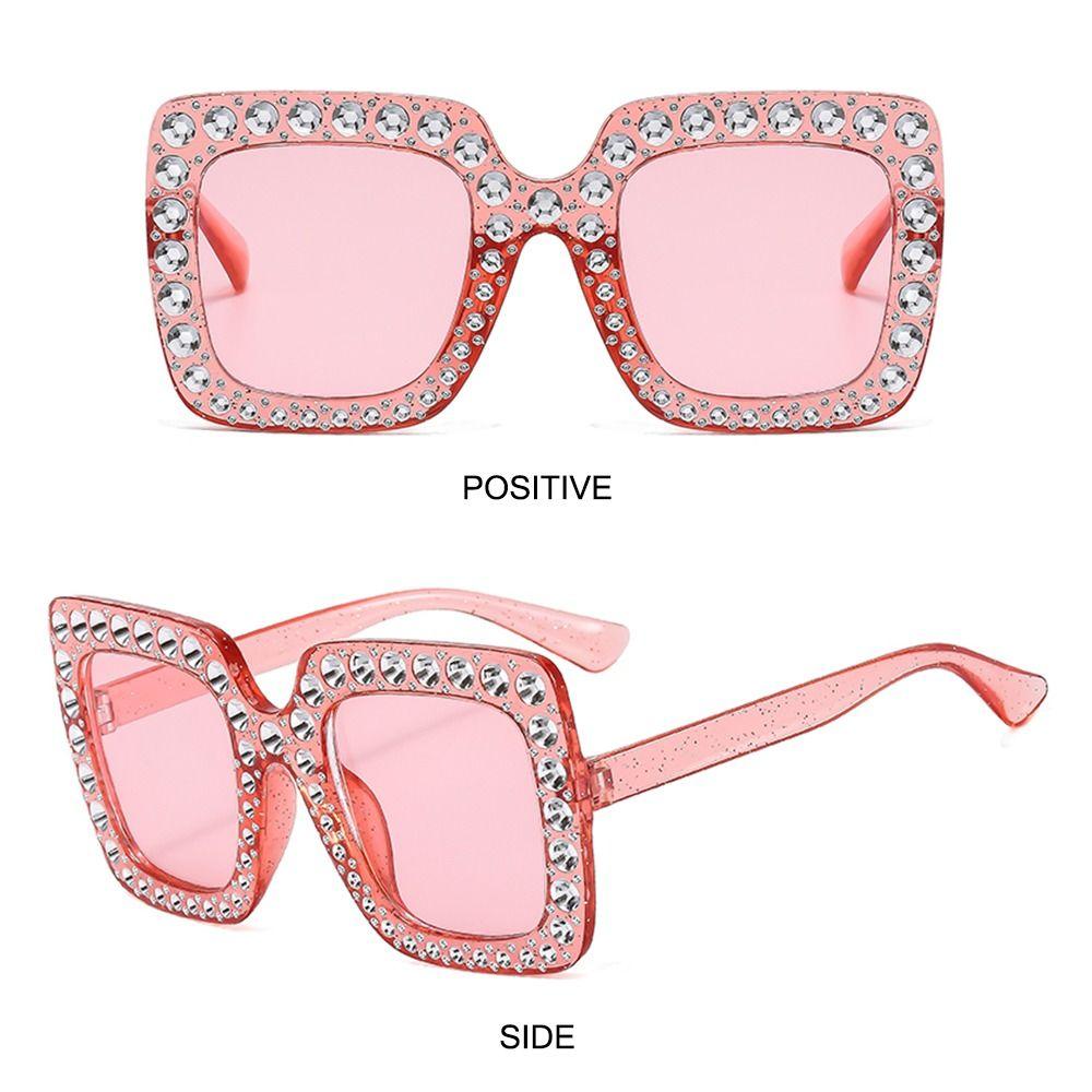Cool Square Crystal Oversized Sunglasses Big Frame Sparkling Diamond Sun Glasses UV400 Protection Eyewear Party/Beach/Streetwear