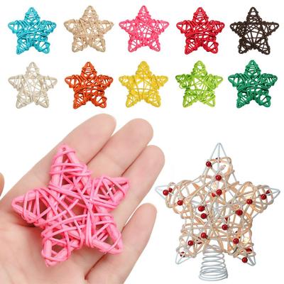 10PCS Colorful Wedding Party Xmas Tree Home Decor Sepak Takraw Pentagram Shape Christmas Gift ArtifIcial Rattan Star