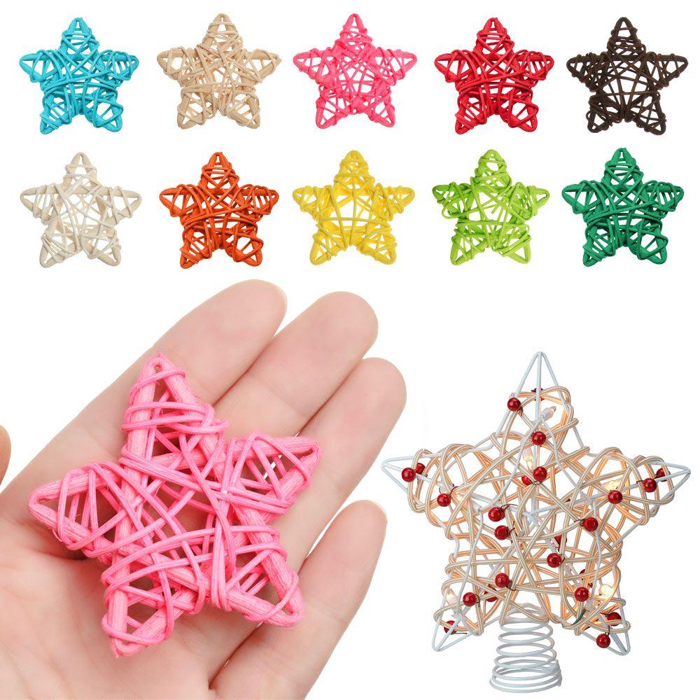 10PCS New Year Festival Ornaments Wedding Party Home Decor Pentagram Shape ArtifIcial Rattan Star Sepak Takraw Christmas Gift