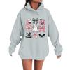 Women's Casual Fashion Comfortable Round Neck With Hood Long Sleeve Halloween Print Warm Sweatshirt