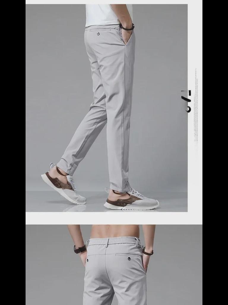Men's Four-Season Ice Silk Quick-Dry Casual Pants - Straight, Loose, Elastic Sports Trousers