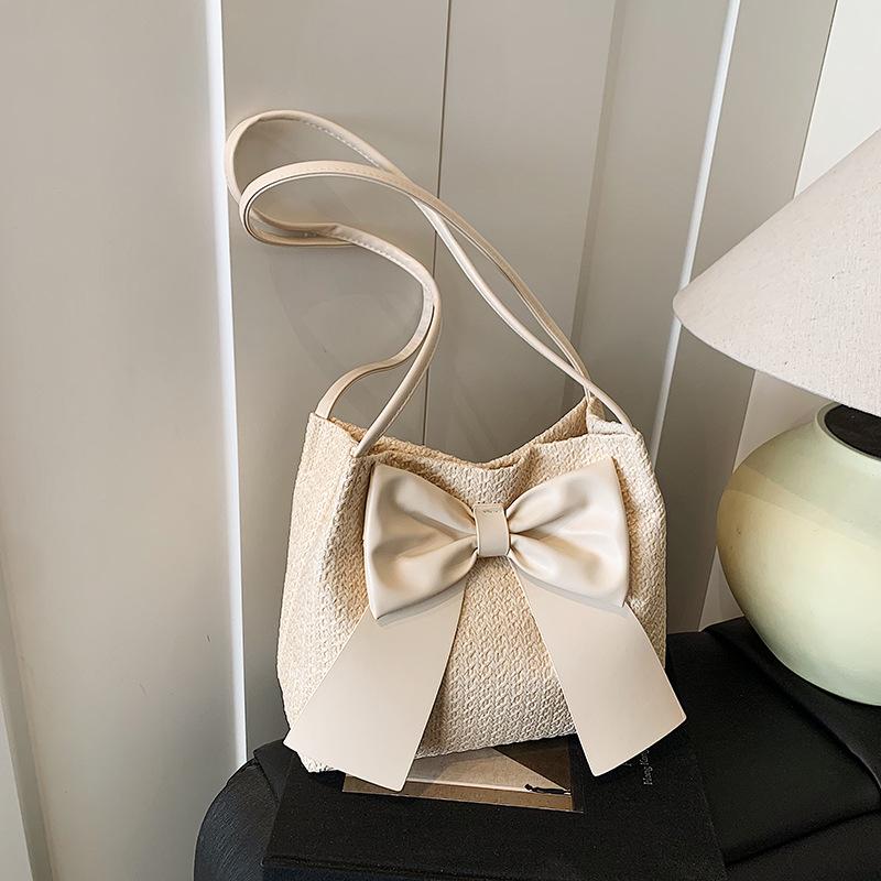 

Сумка-бант маленькая женская новая модная дорожная соломенная сумка-ведро летняя универсальная сумка подмышку