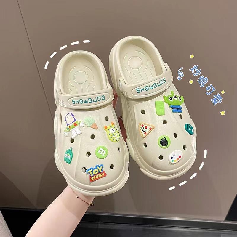 Hole Shoes Bath Light Cute Slippers Women Wear New Versatile Platform Sandals Half Drag Beach Women