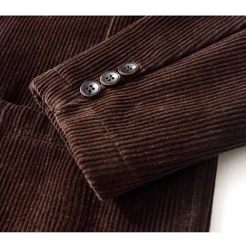 Warmer Mantel für Herbst und Winter für Herren, britische Anzüge und Blazer, Cord-Fleecejacke, einfarbig, einfacher Stil, dicke Jacken