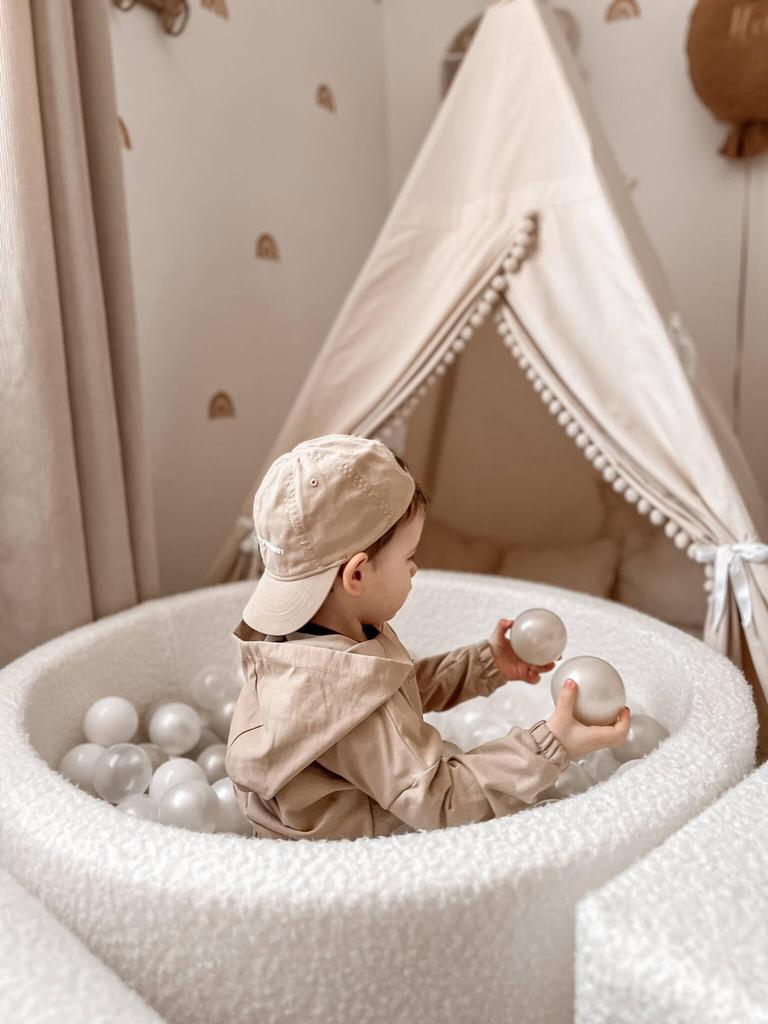 Foam playground with pool 90x30 Boucle White 200 balls: white, light mint, light pink, beige