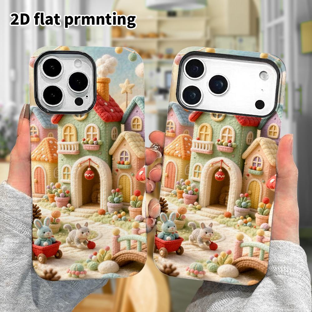 Phone Case: 2D Flat, Suitable for iPhone 18, 17, 16, 15, 14, 13, 12Pro Protective Case, Fairy Tale Town, Perfect Christmas and Halloween Holiday Gift