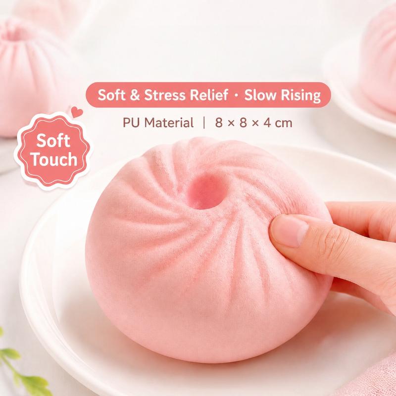 Simulation Steamed Bun Toy Slow Rebound PU Stress Relief Squeeze Toy for Kids Adults Home Office Anxiety Release