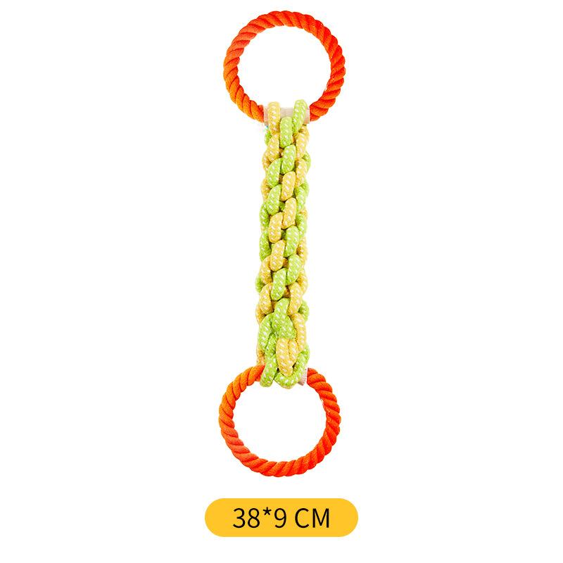 Pet Playtime Dog Toy Rope Double-Ring Cotton Blend for Interactive Enjoyment
