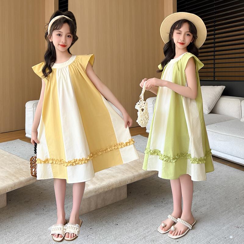 New Summer Dress for Girls, Children's Summer Internet Celebrity, Western Style Cotton Princess Dress, Girls' Thin Dress