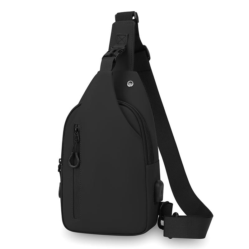 Men Bag Fashion New Solid Color Men Chest Bag Outdoor Casual Fashion One Shoulder Crossbody Bag USB Charging Shoulder Bags