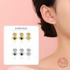925 Sterling Silver Inlaid Zircon Star Screw Earrings for Women Fashionable Simple Temperament Silver Jewelry