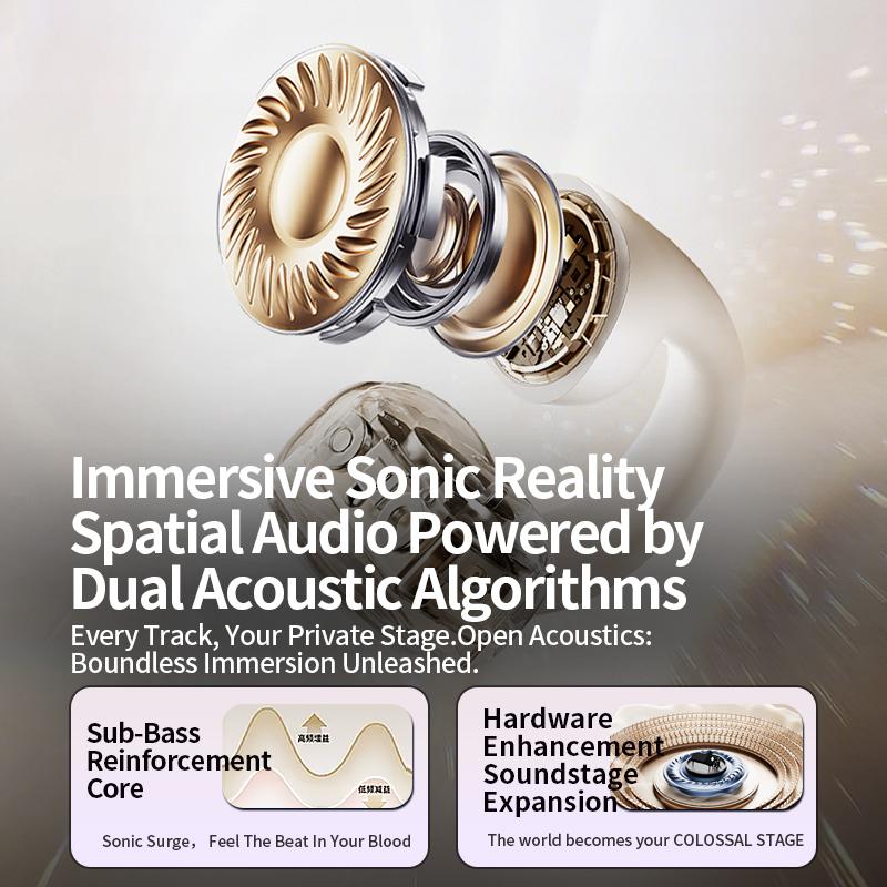 Luxury Leather Bag Ear Clip Earbuds Bluetooth Headphones HIFI Sound Earphone Touch Control Wireless Headset Valentine's Day gift