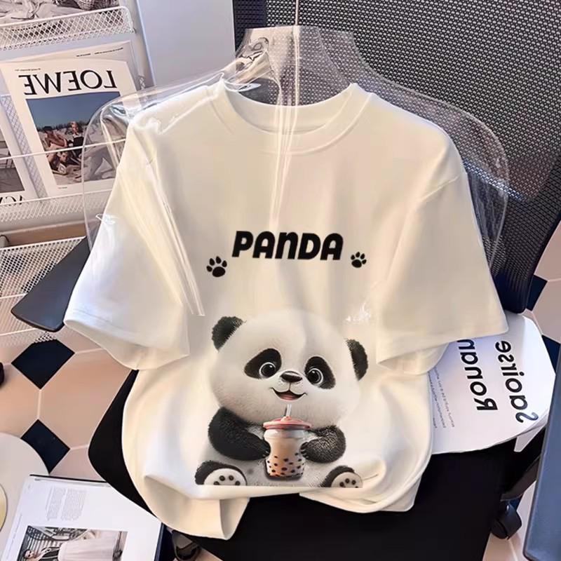 2026 Summer Cartoon Panda Casual Women’s Loose Short-Sleeve T-Shirt