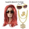 Men's 80s Disco Costume Accessories Set Women Hippie Costume Set Curly Wig Necklace Sunglasses for Disco Theme Party