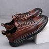 Crocodile pattern sports and leisure leather shoes 2025 new leather shoes trendy brand spring soft surface breathable cowhide board shoes