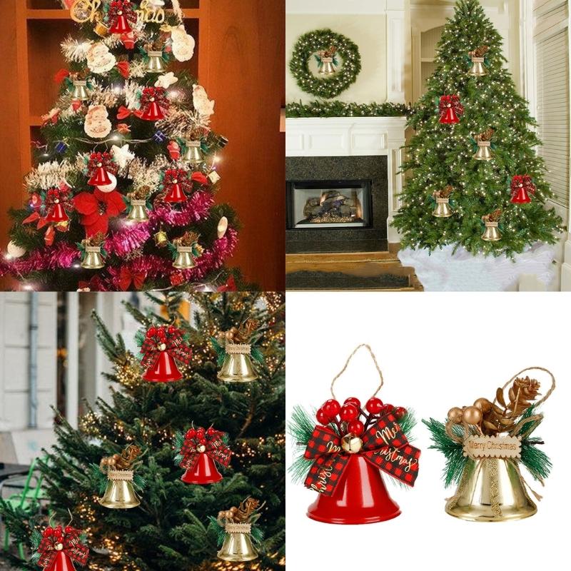 Zestaw 6 stylowych dzwonków bożonarodzeniowych Przenośne ozdoby wiszące Ornament festiwalowy Akcesorium domowe dla świątecznej radości