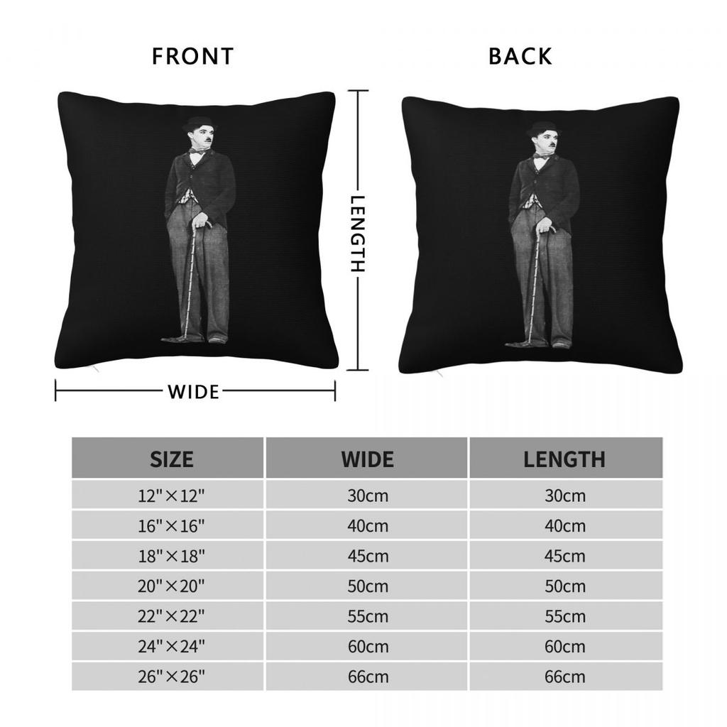 Charlie Chaplin Stummfilm Quadratische Kissenhülle Polyester Leinen Samt Bedruckt Reißverschluss Dekoration Dekokissenbezug Auto Kissenbezug