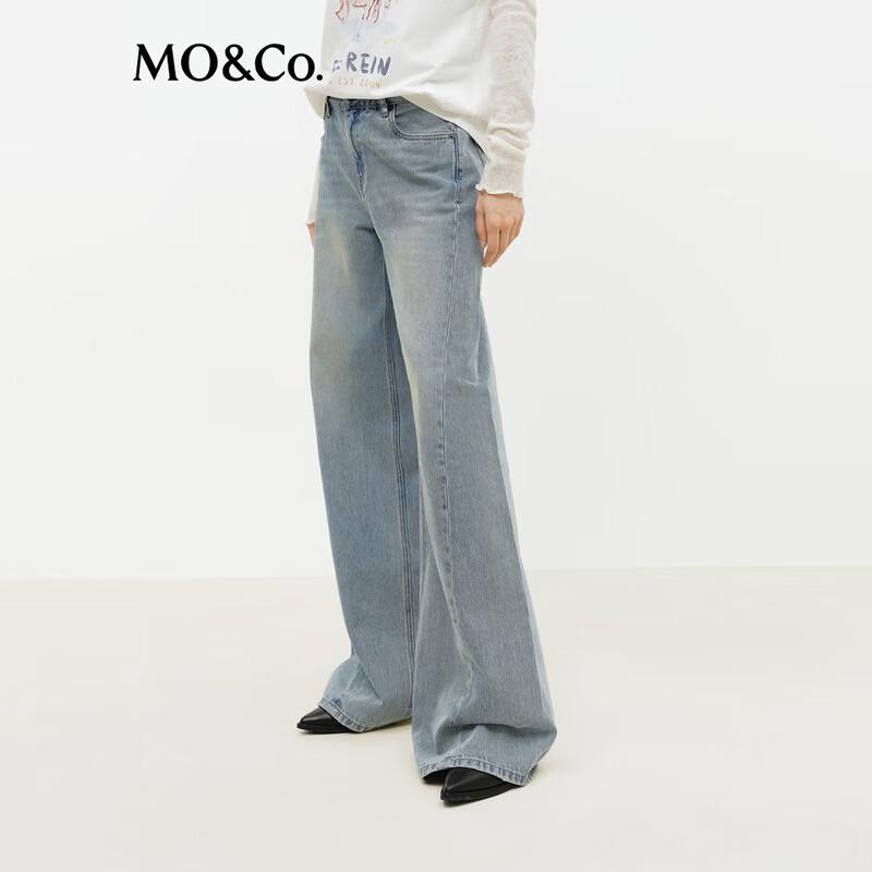 MO&Co. Women's Washed Indigo Wide-Leg Jeans