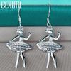 925 Sterling Silver Dancing Girl Pendant Earrings Fashionable Wedding Jewelry