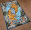 Area Rug White Background Cartoon White Tiger Pattern Non Slip Living Room Rug for Playful  Home Decoration