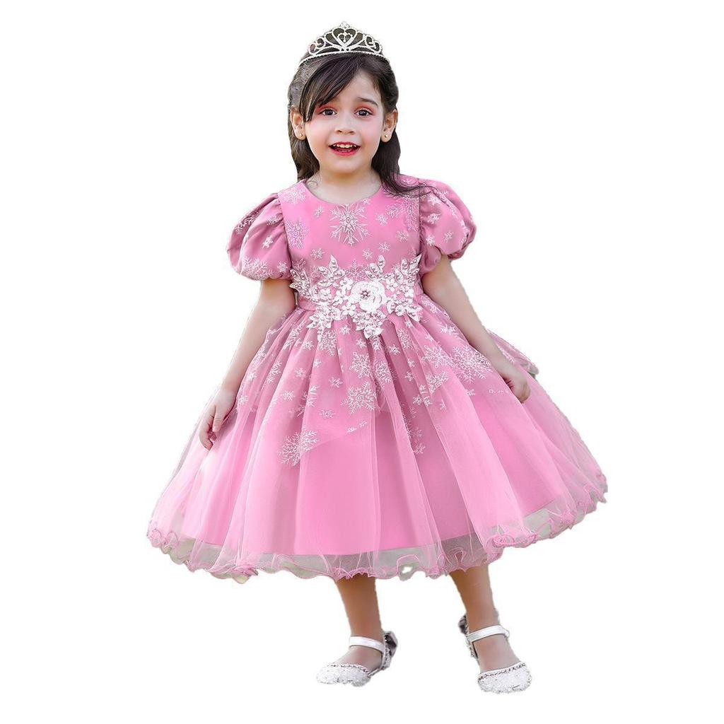 Girls Princess Embroidery Baby Flower Wedding Christmas Party Tutu Dress Teenager Children Kids Elegant Dress