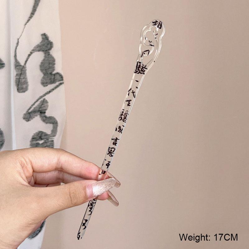 Chinesischer Stil Schwarzer Acetat-Harz-Haarstab für Damen Einfache Haarspangen Haarspange Stift Kopfschmuck Tuschemalerei Haaraccessoires