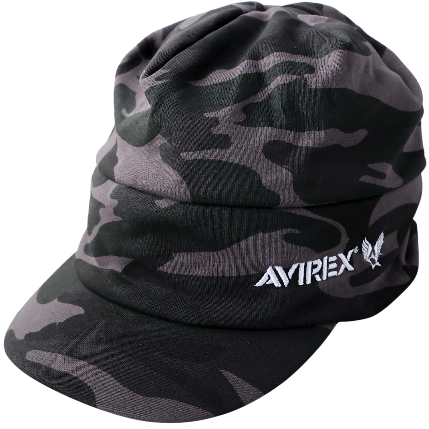 AVIREX Sweat Knit Cap with Newsboy Work Military Watch Black Camo Men s Brim, Cap, Cap, Style, Golf, Cap, glt-av019,