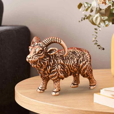Messing Ziege Figurine Vintage Lange Horn Schafe Modell Mini Tier Metall Statue Skulptur Desktop Feng Shui Desktop Dekoration Ornament